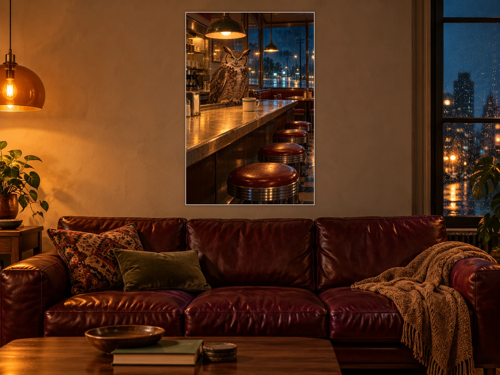 Open Until Dawn unframed poster displayed in a living room