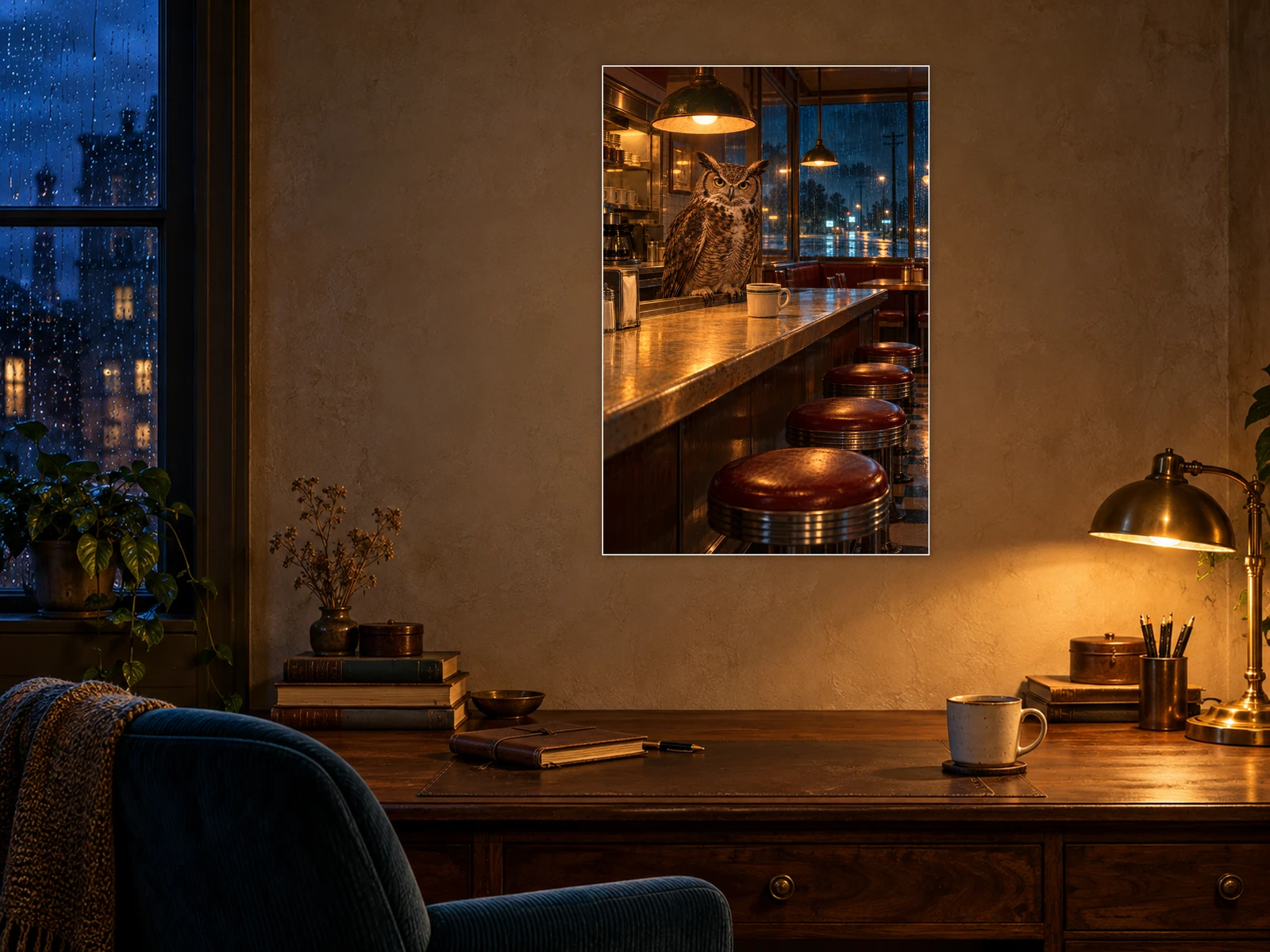 Open Until Dawn unframed poster displayed in a study
