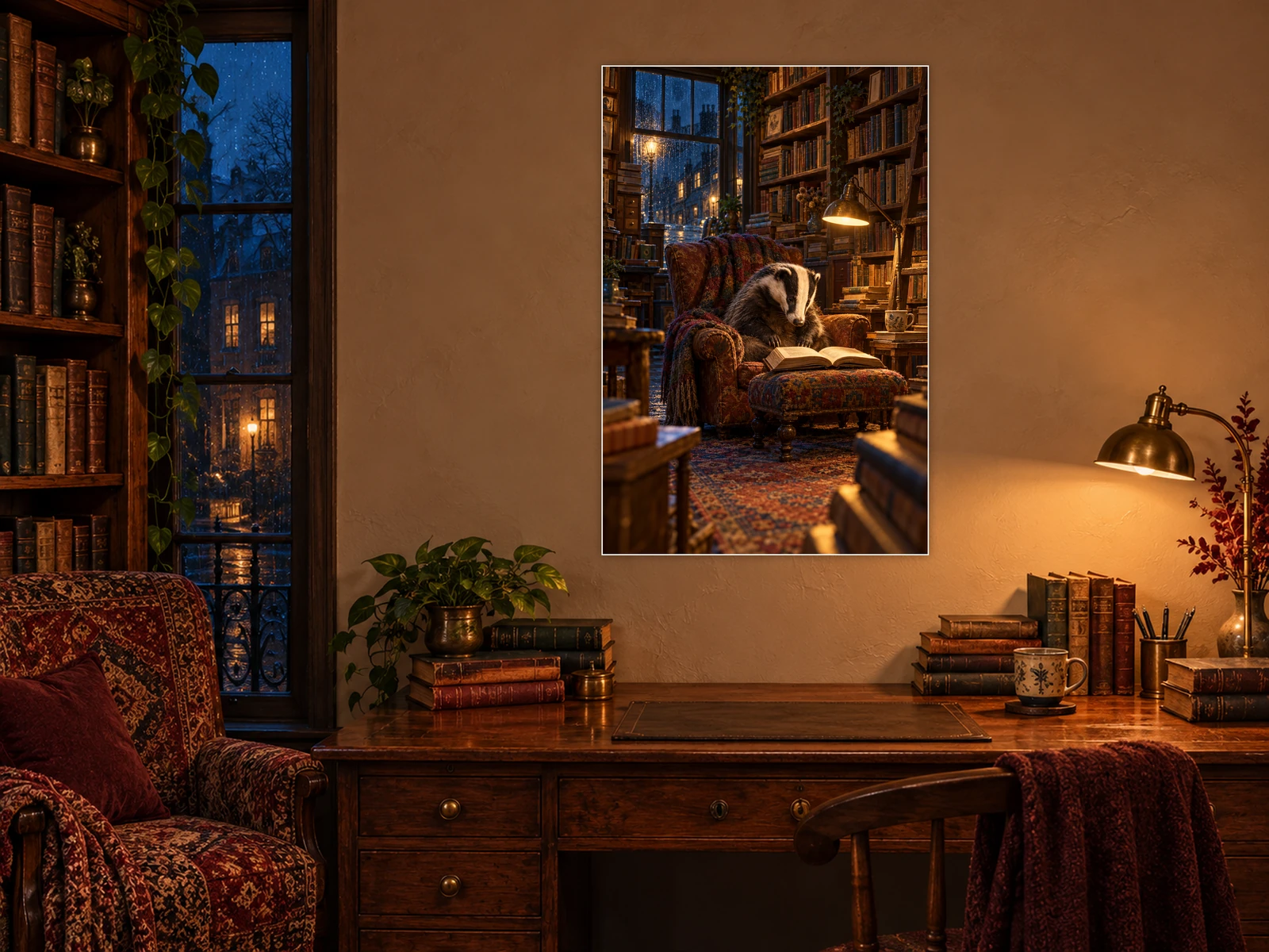 One More Chapter unframed poster displayed in a study