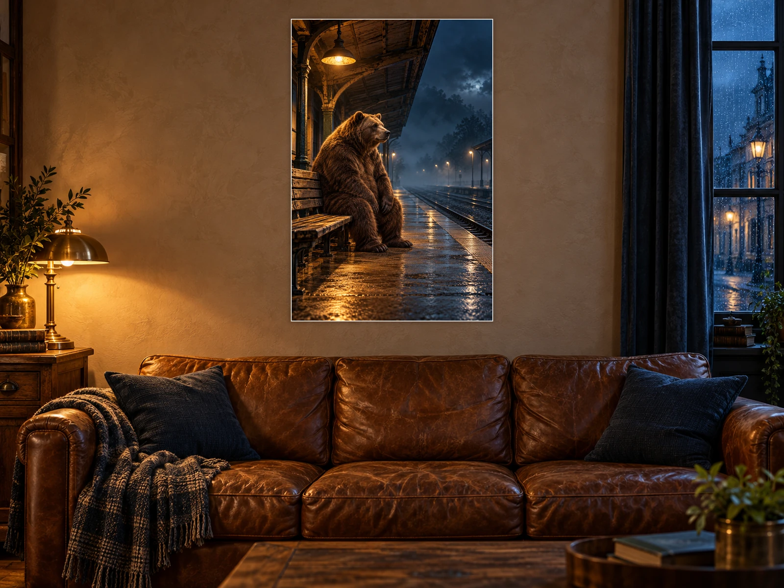 Platform Two unframed poster displayed in a living room