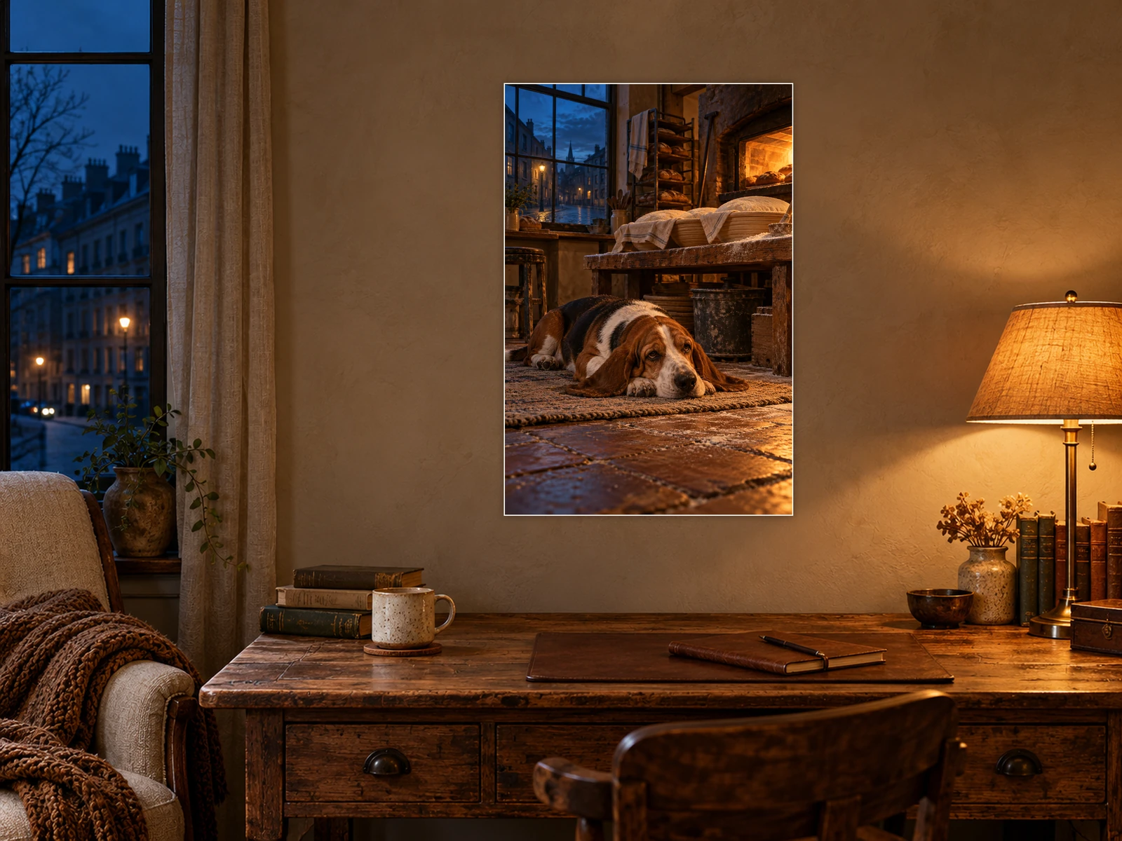 Until the Bread Rises unframed poster displayed in a study