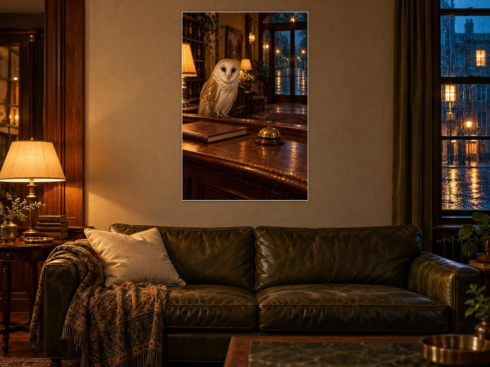 The Overnight Desk unframed poster displayed in a living room