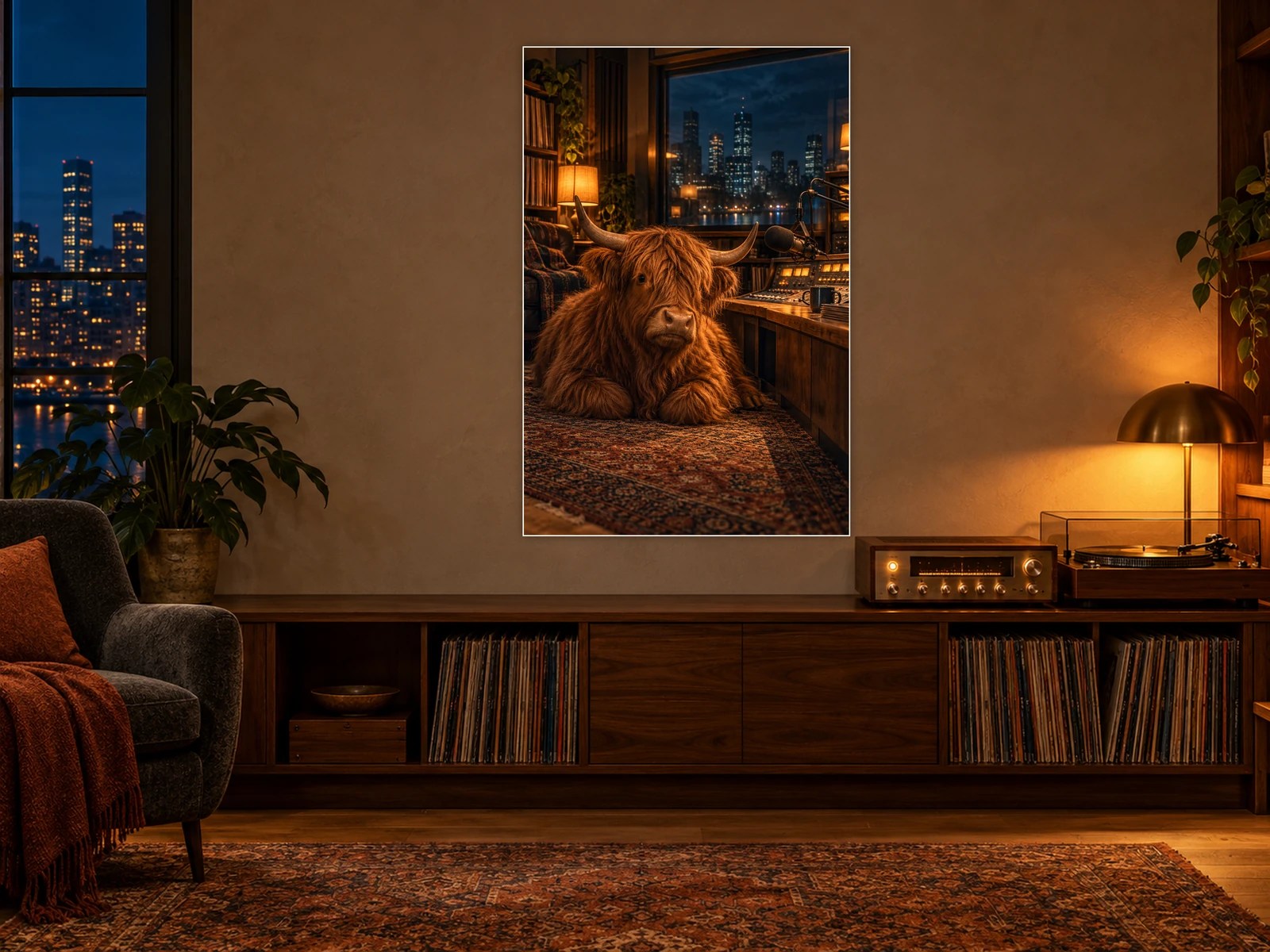 Nothing but Static unframed poster displayed in a music room