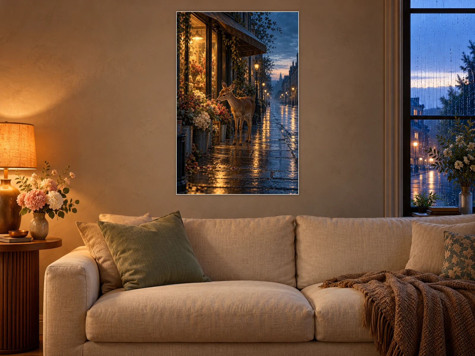 Before the City Wakes unframed poster displayed in a living room