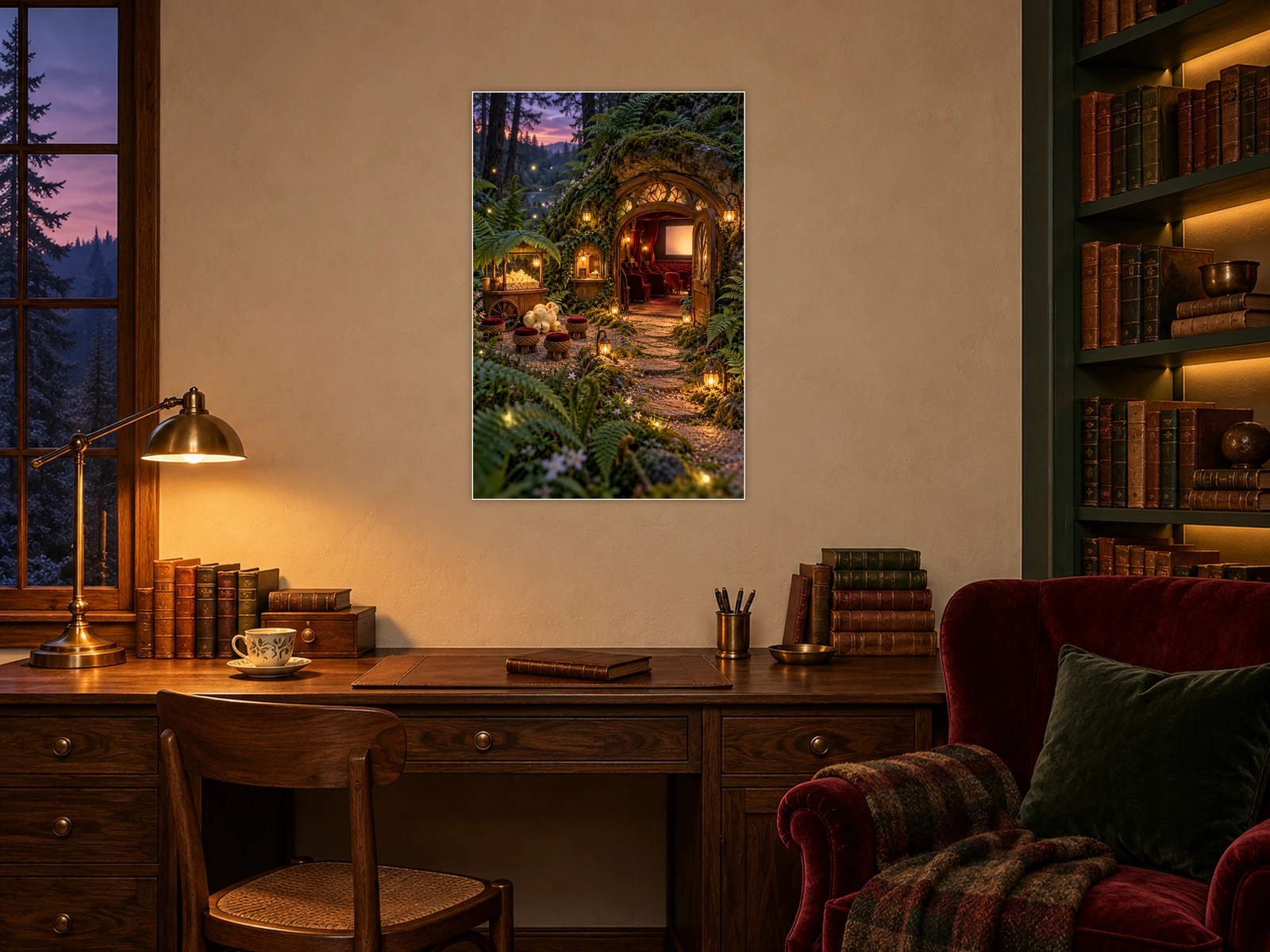 The Fernlight Picture House unframed poster displayed in a study