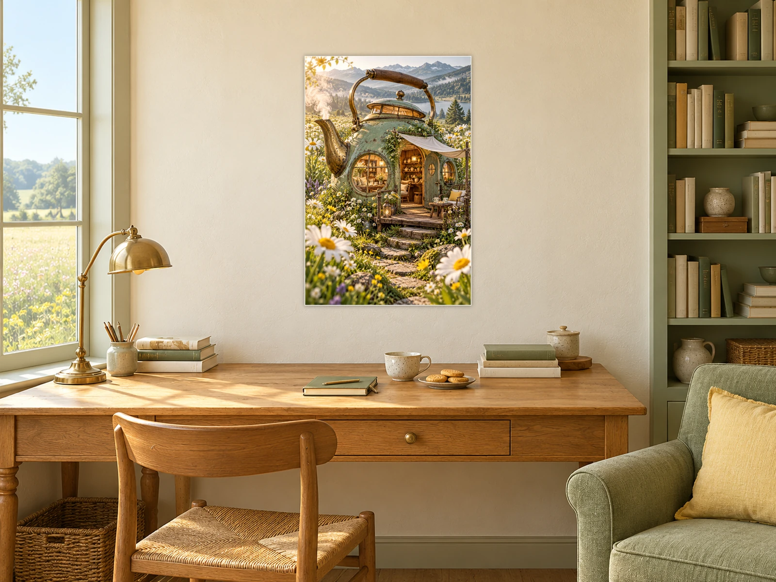 Steep & Stay unframed poster displayed in a study