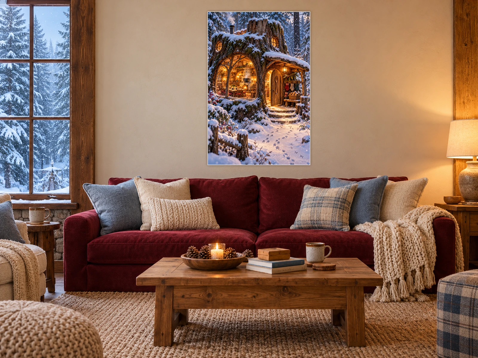 The Last Warm Seat unframed poster displayed in a styled living room