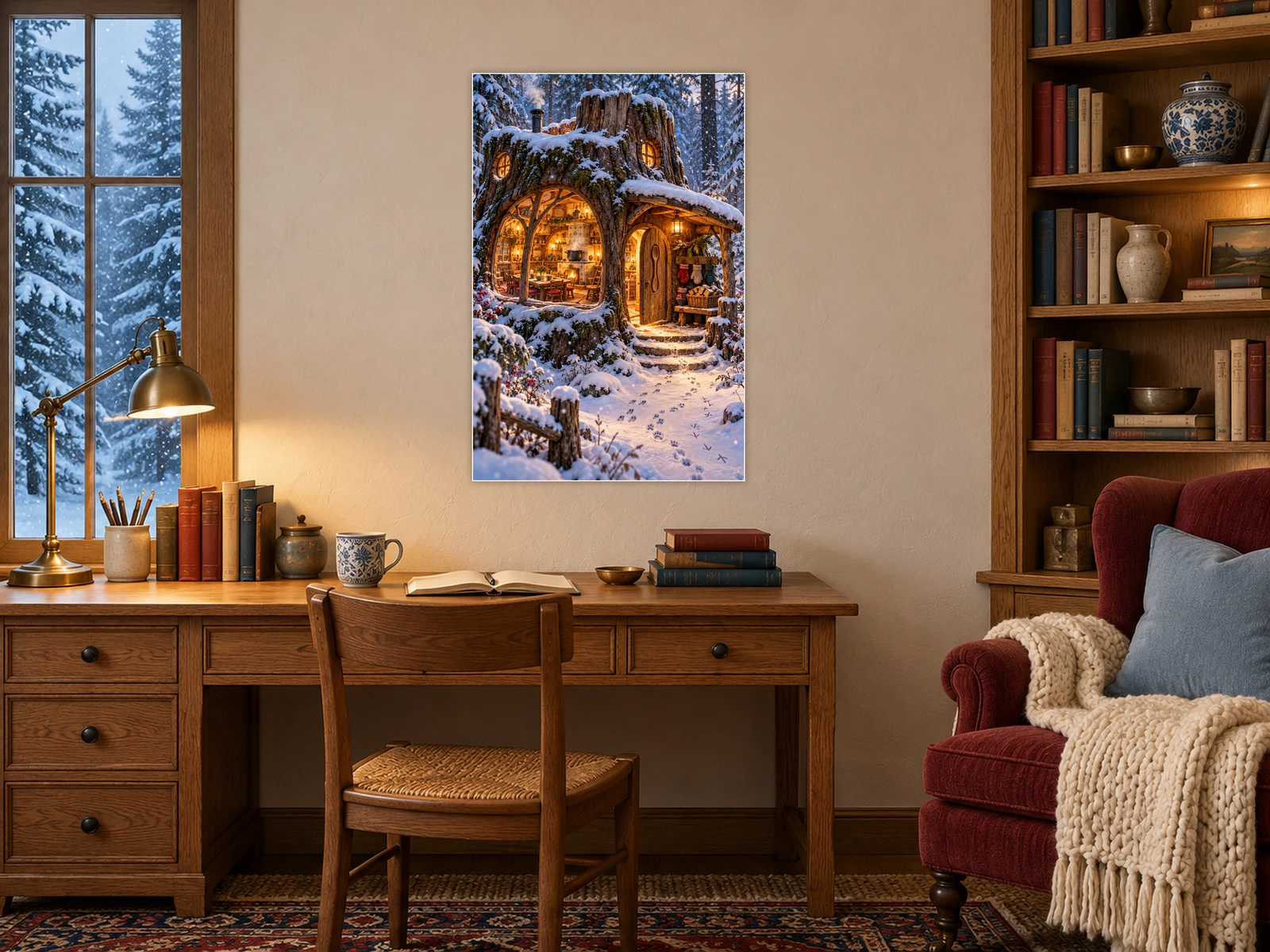 The Last Warm Seat unframed poster displayed in a study