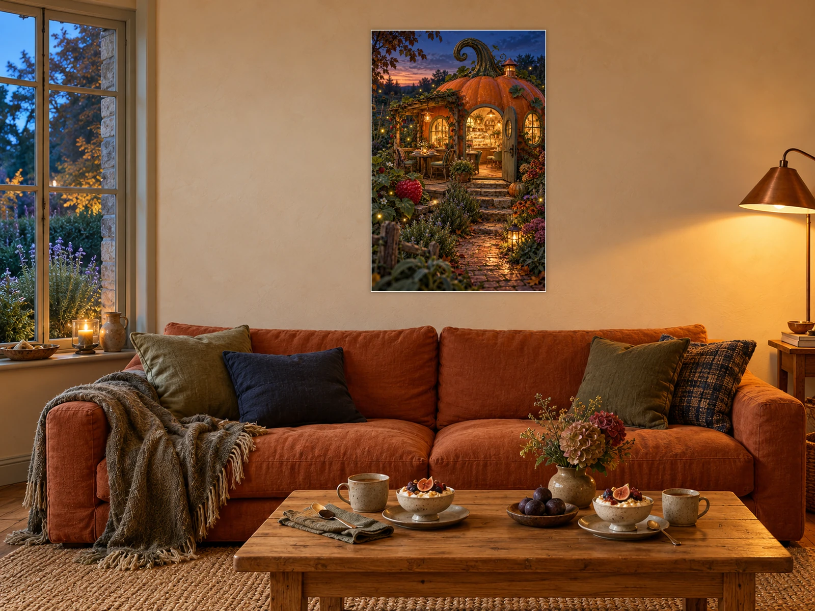 The Firefly Dessert Parlour unframed poster displayed in a styled living room