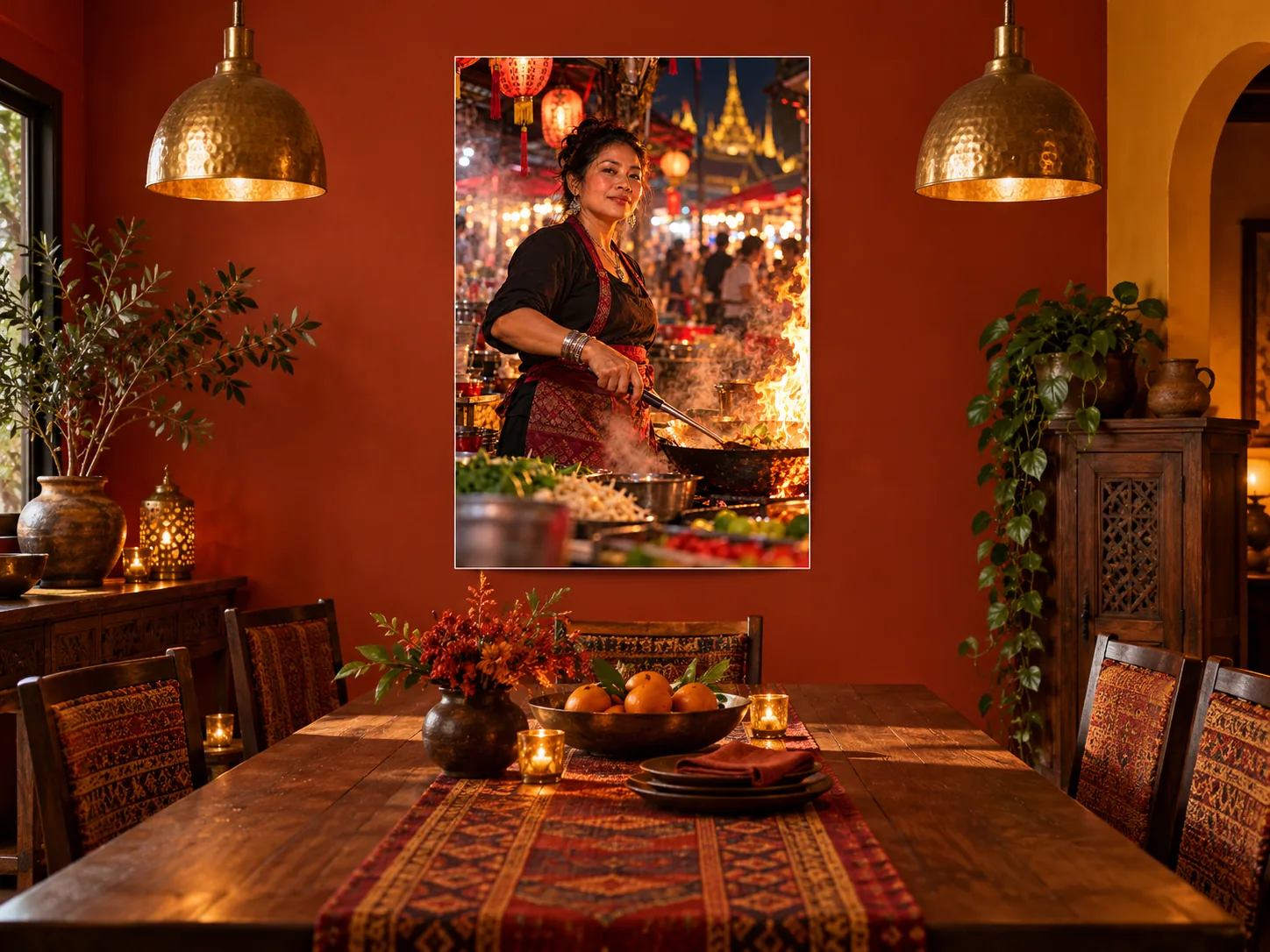 bangkok-night-market unframed poster displayed in a second room