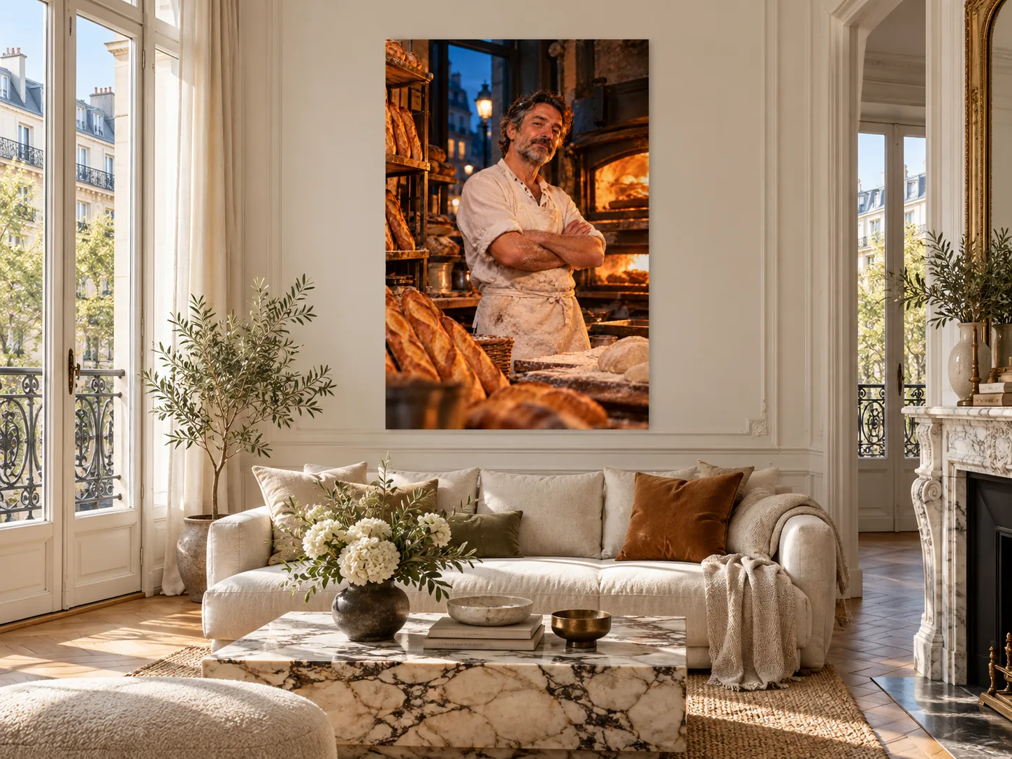 paris-boulanger unframed art displayed in a living room