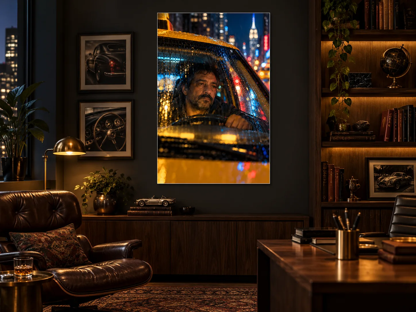 nyc-taxi-driver unframed poster displayed in a second room