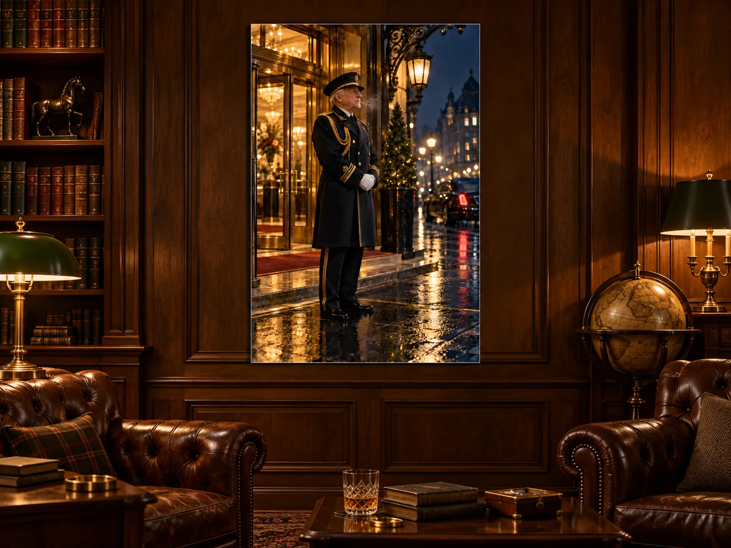 grand-hotel-doorman unframed poster displayed in a second room