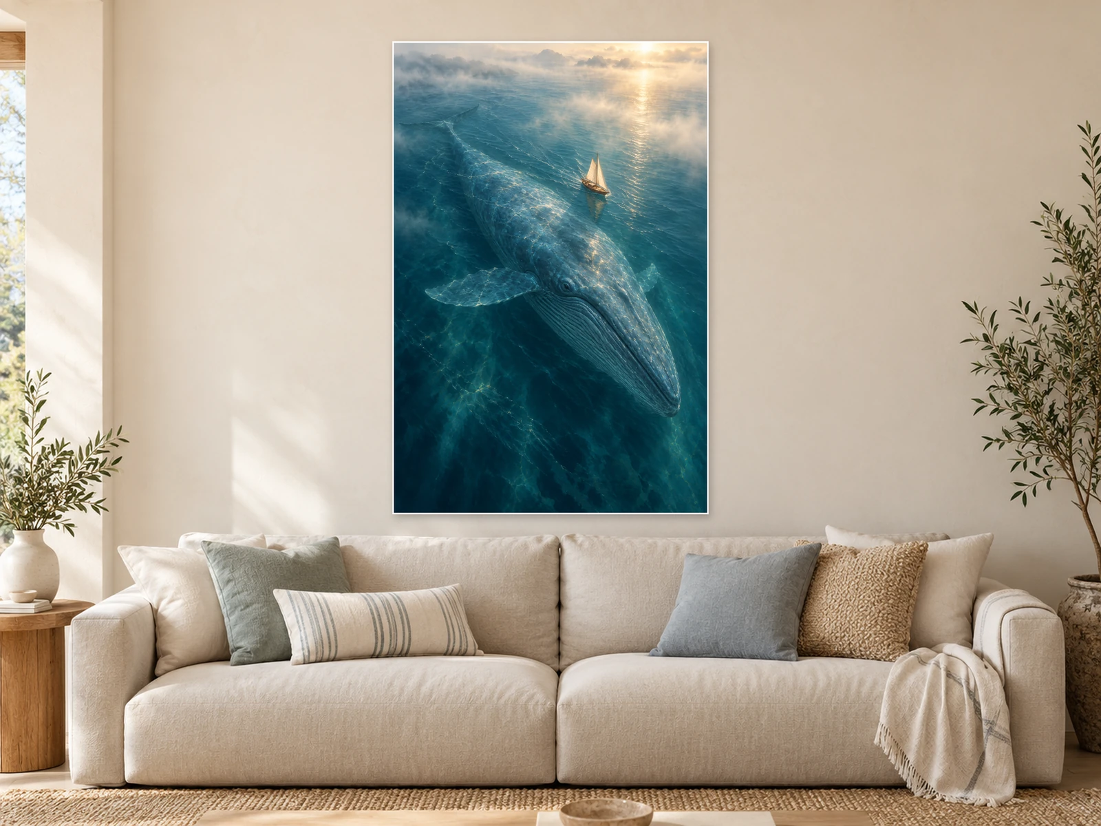 A Quiet Passage unframed poster displayed in a living room