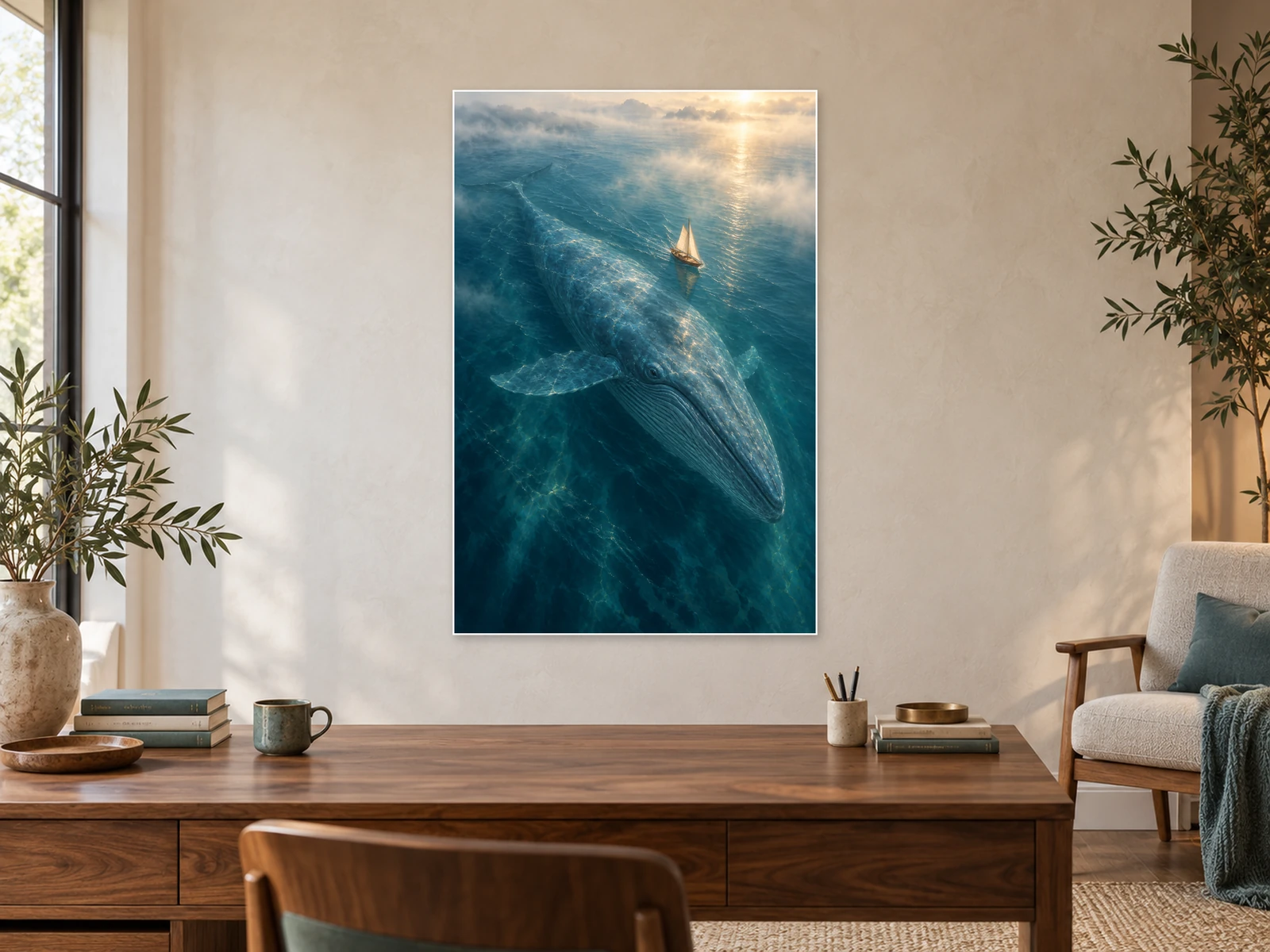 A Quiet Passage unframed poster displayed in a study