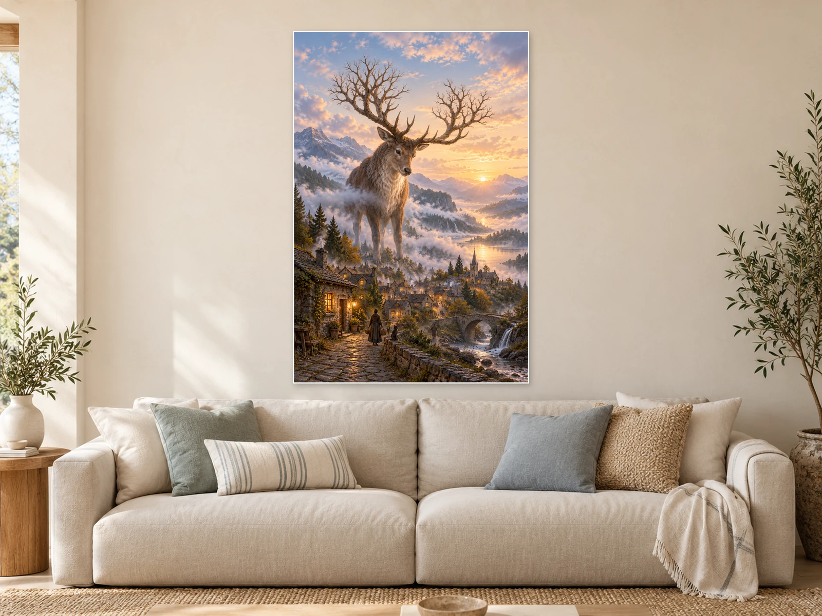 The Village Guardian unframed poster displayed in a styled living room