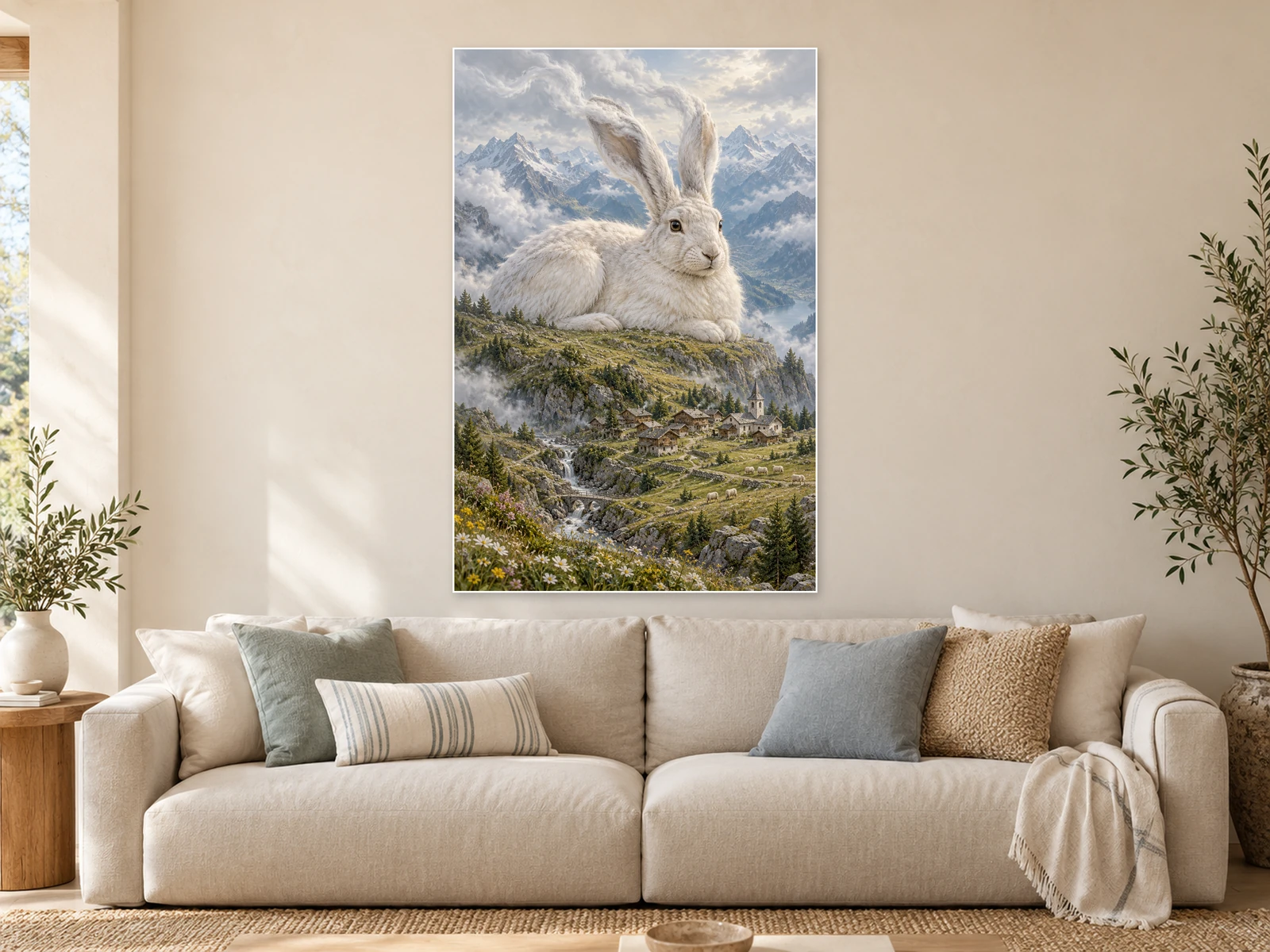 The Cloud Shepherd unframed poster displayed in a styled living room