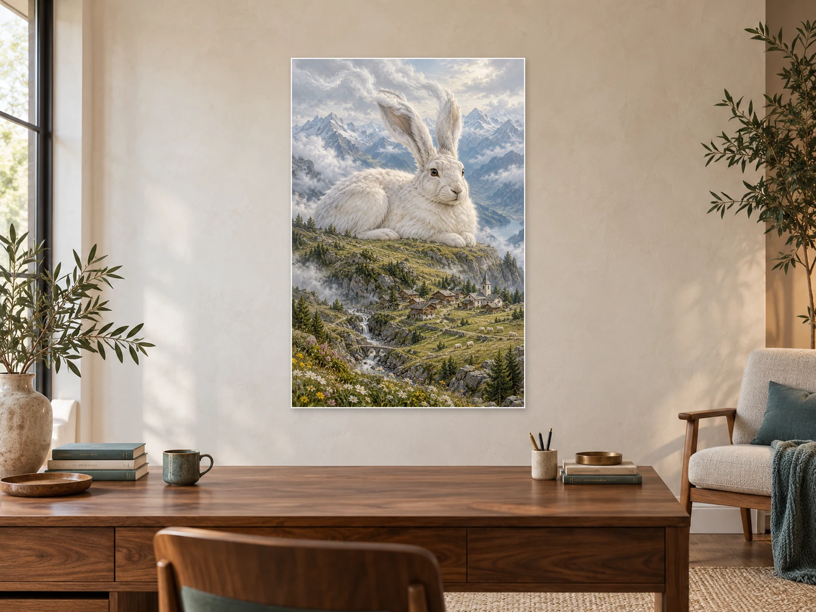 The Cloud Shepherd unframed poster displayed in a study
