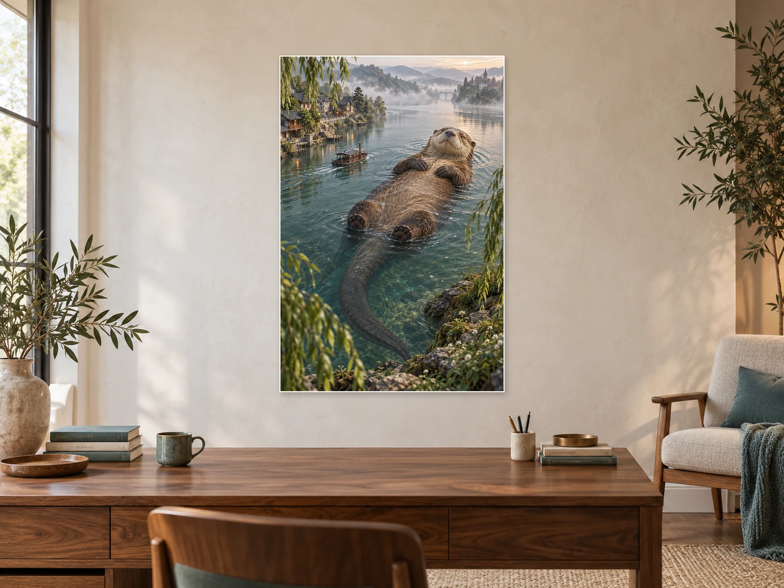 The River’s Long Dream unframed poster displayed in a study