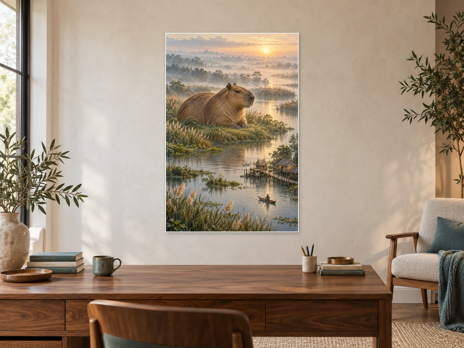 The Reeds’ Gentle Musician unframed poster displayed in a study