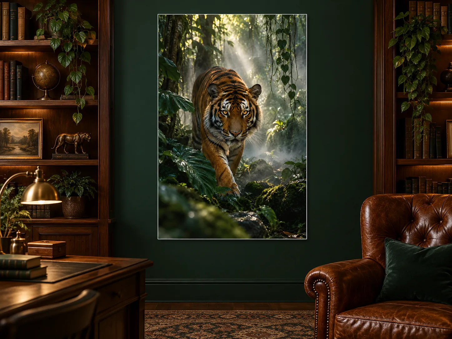 Bengal Tiger unframed poster displayed in a study