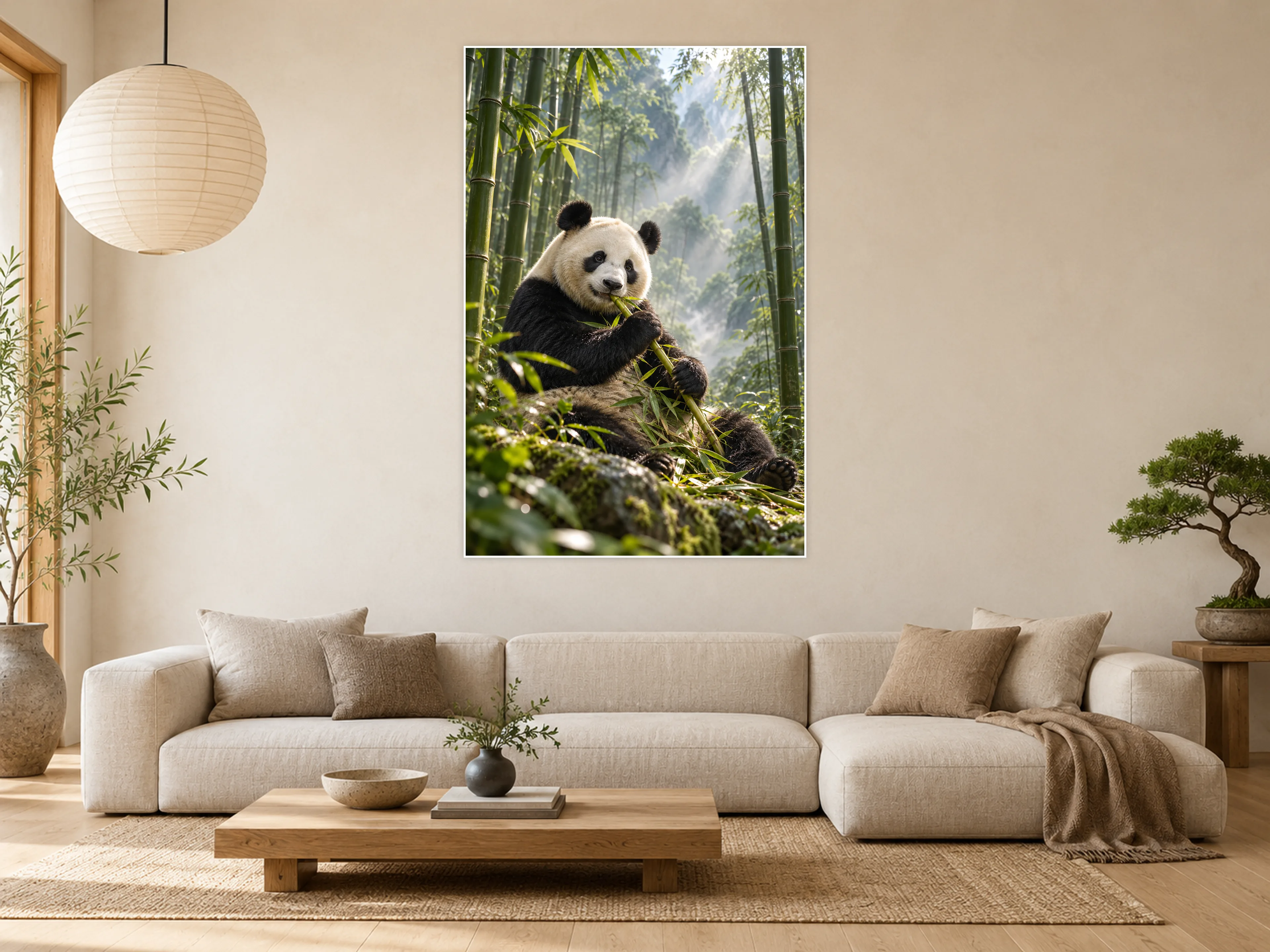 Giant Panda unframed poster displayed in a living room