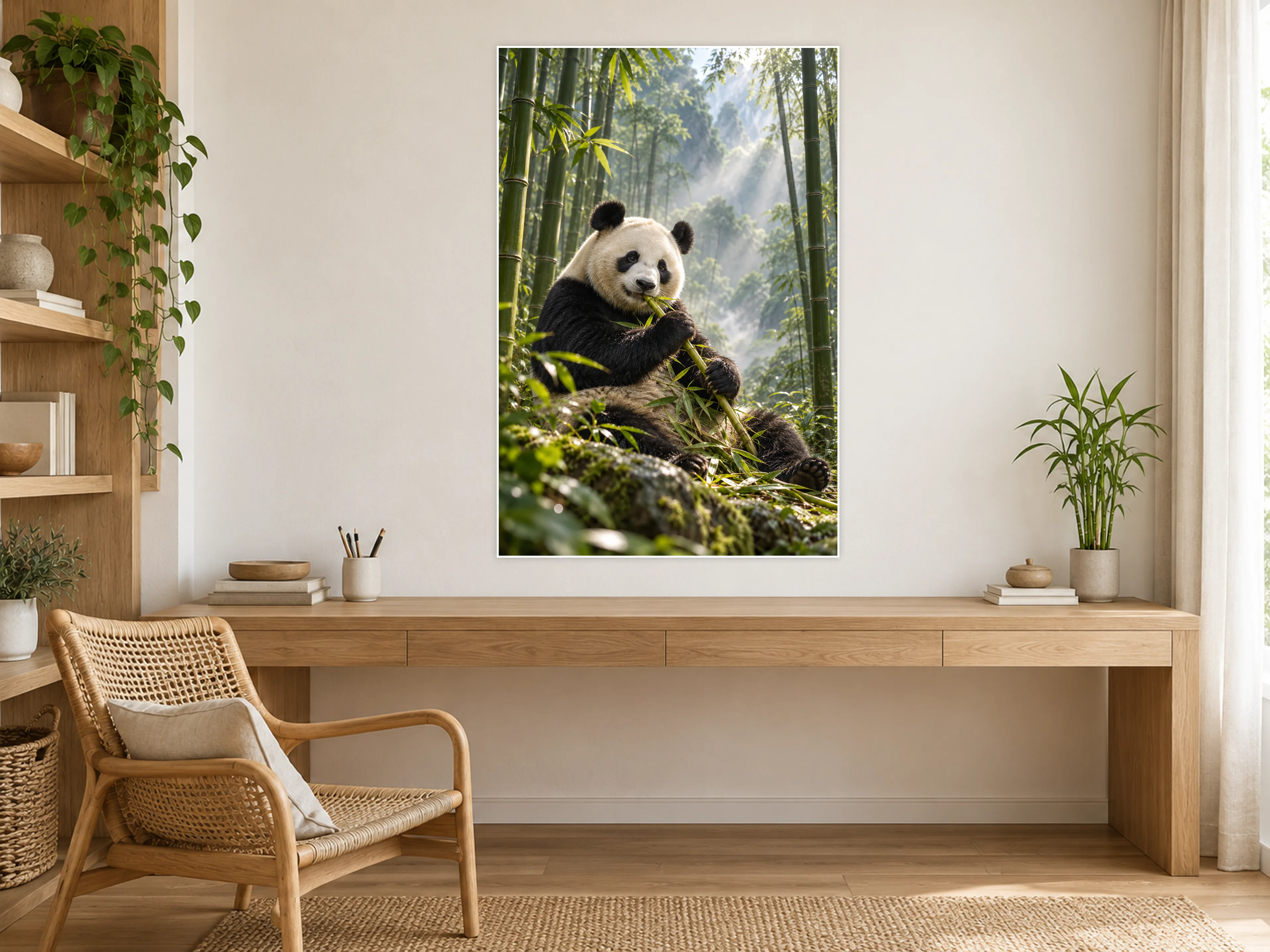 Giant Panda unframed poster displayed in a study