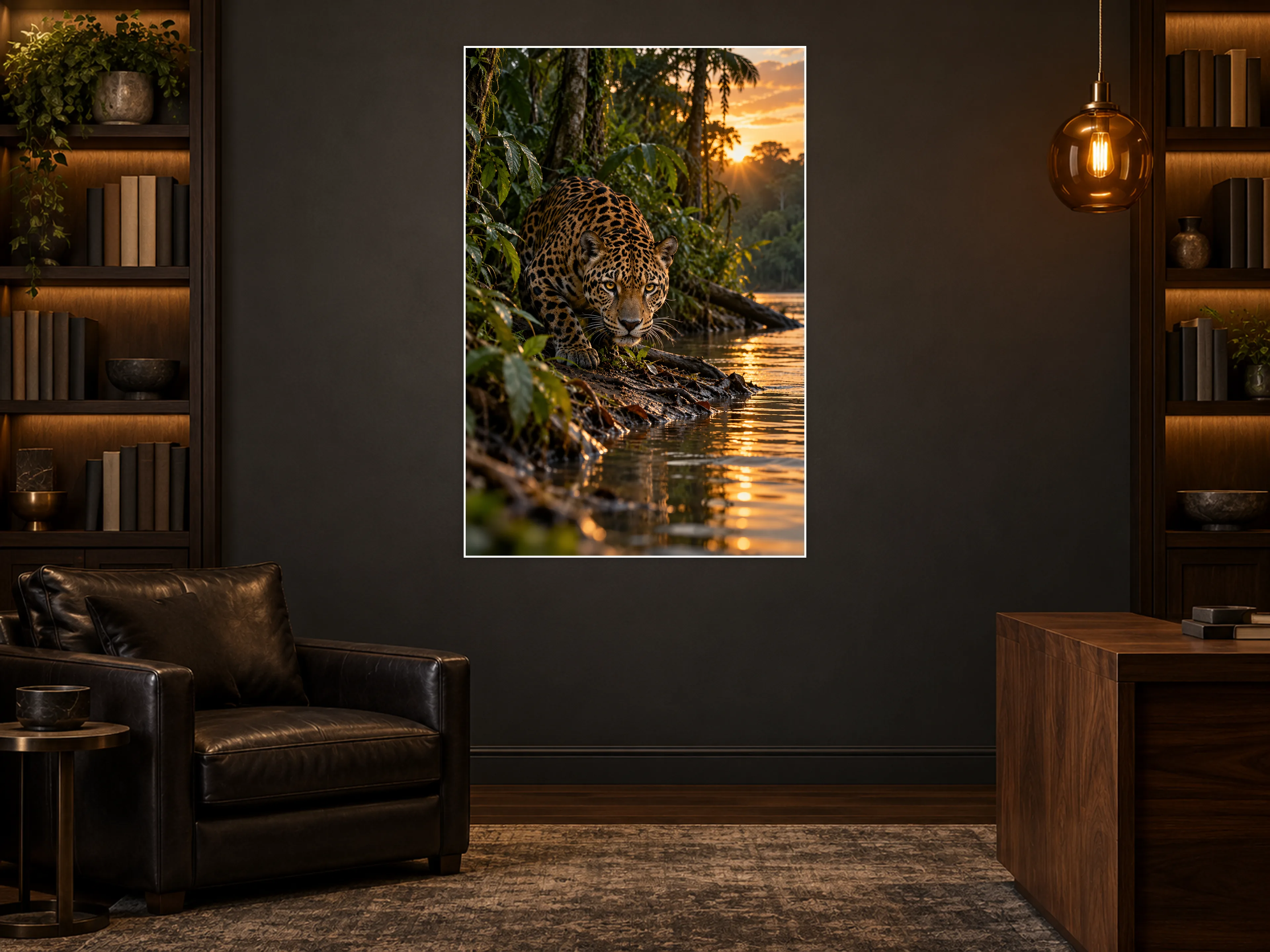 Jaguar unframed poster displayed in a study