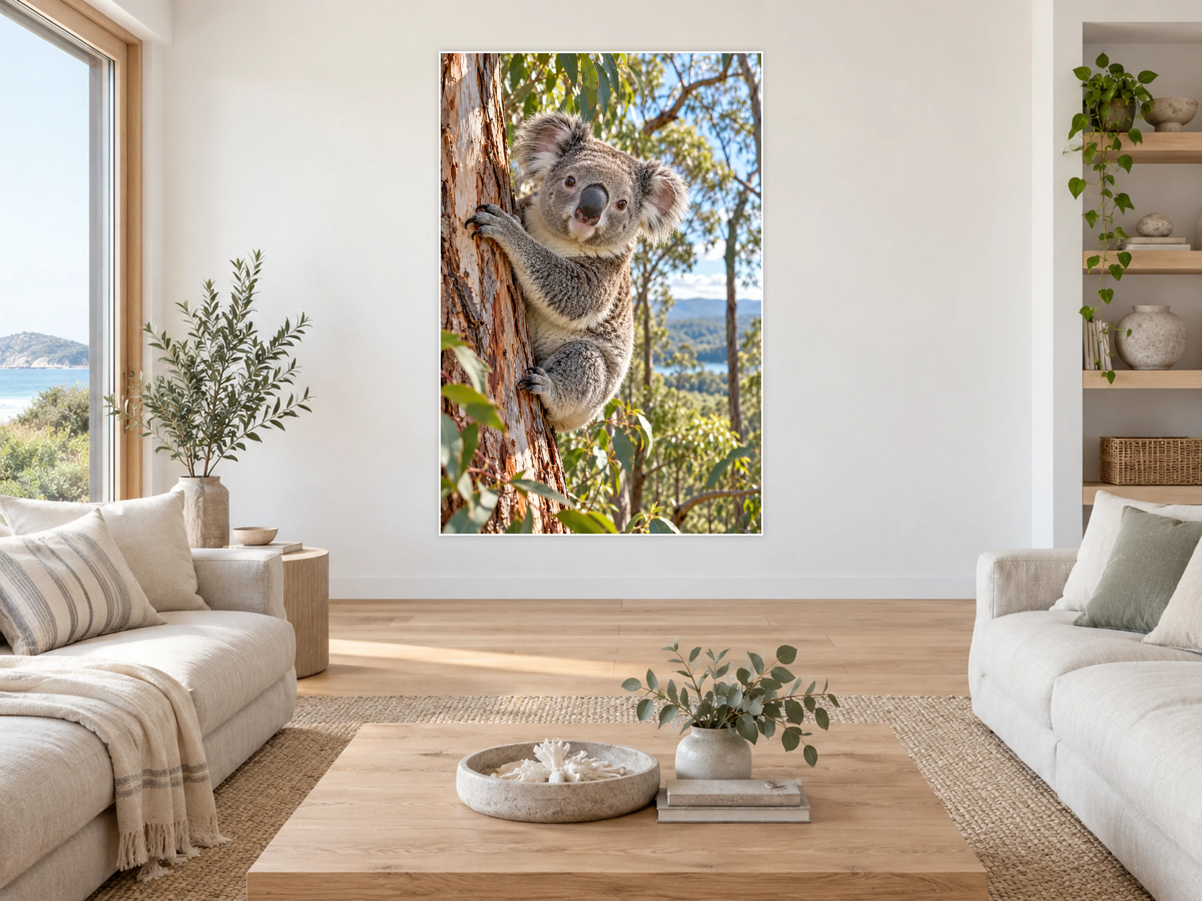 Koala unframed poster displayed in a living room