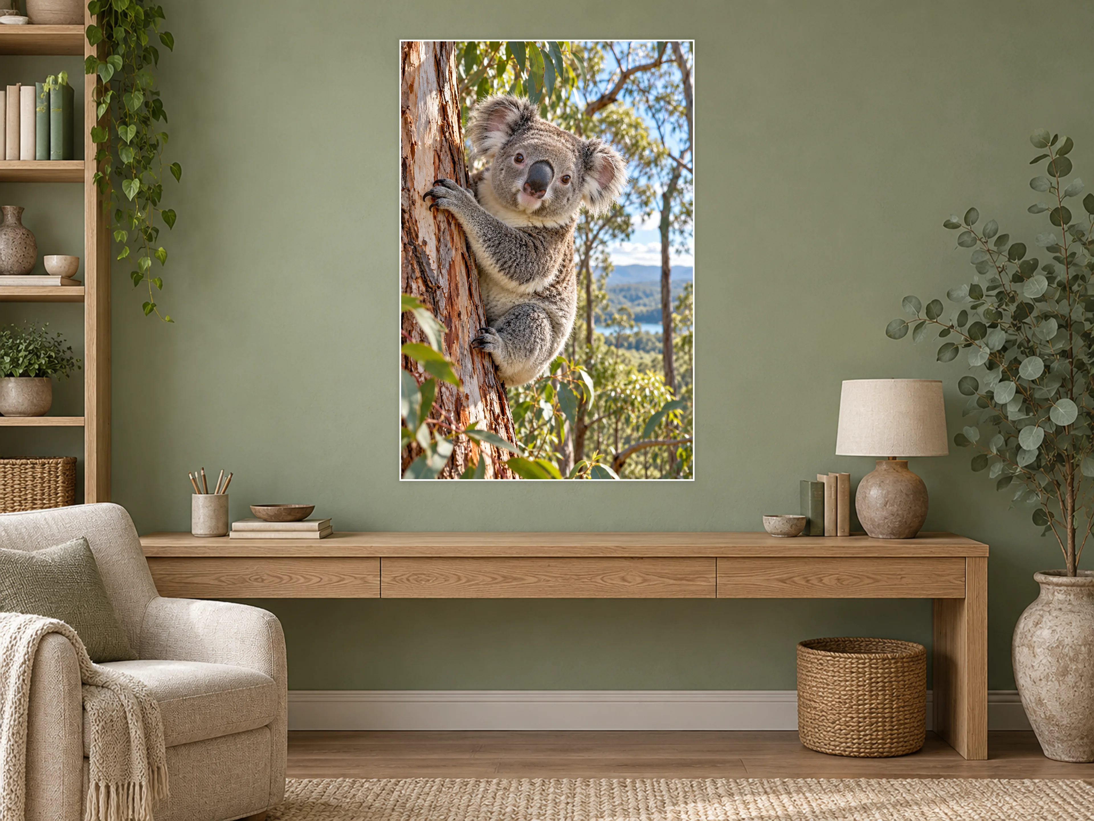 Koala unframed poster displayed in a study